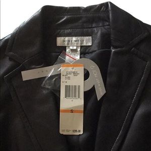Nine West black cropped leather jacket